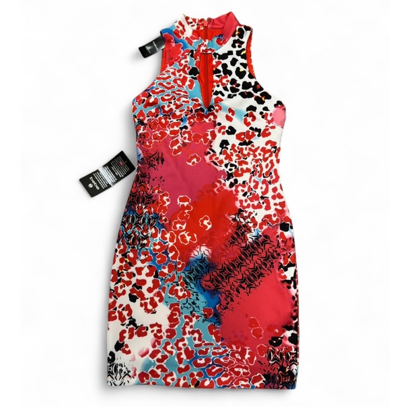 bebe Dresses & Skirts - bebe - NWT Red and Blue, Multicolored, Patterned Mini Dress